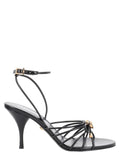 Opera Bow Gold-Tone Emblem Sandals