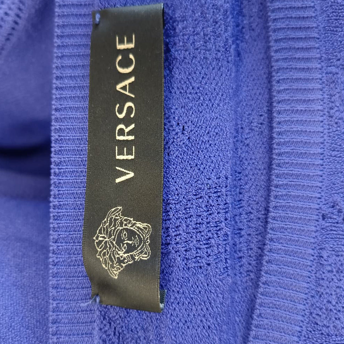 Versace Midi Dress in Blue Polyester