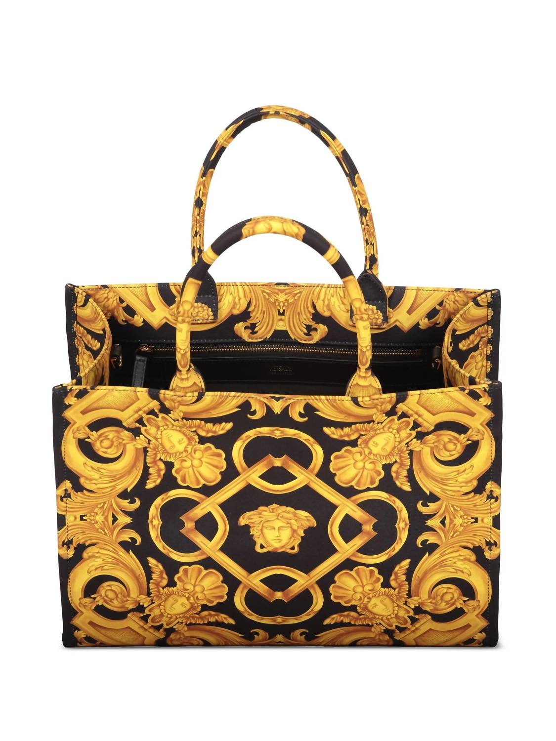 Women's Medusa Barocco Canvas Tote Bag In Black