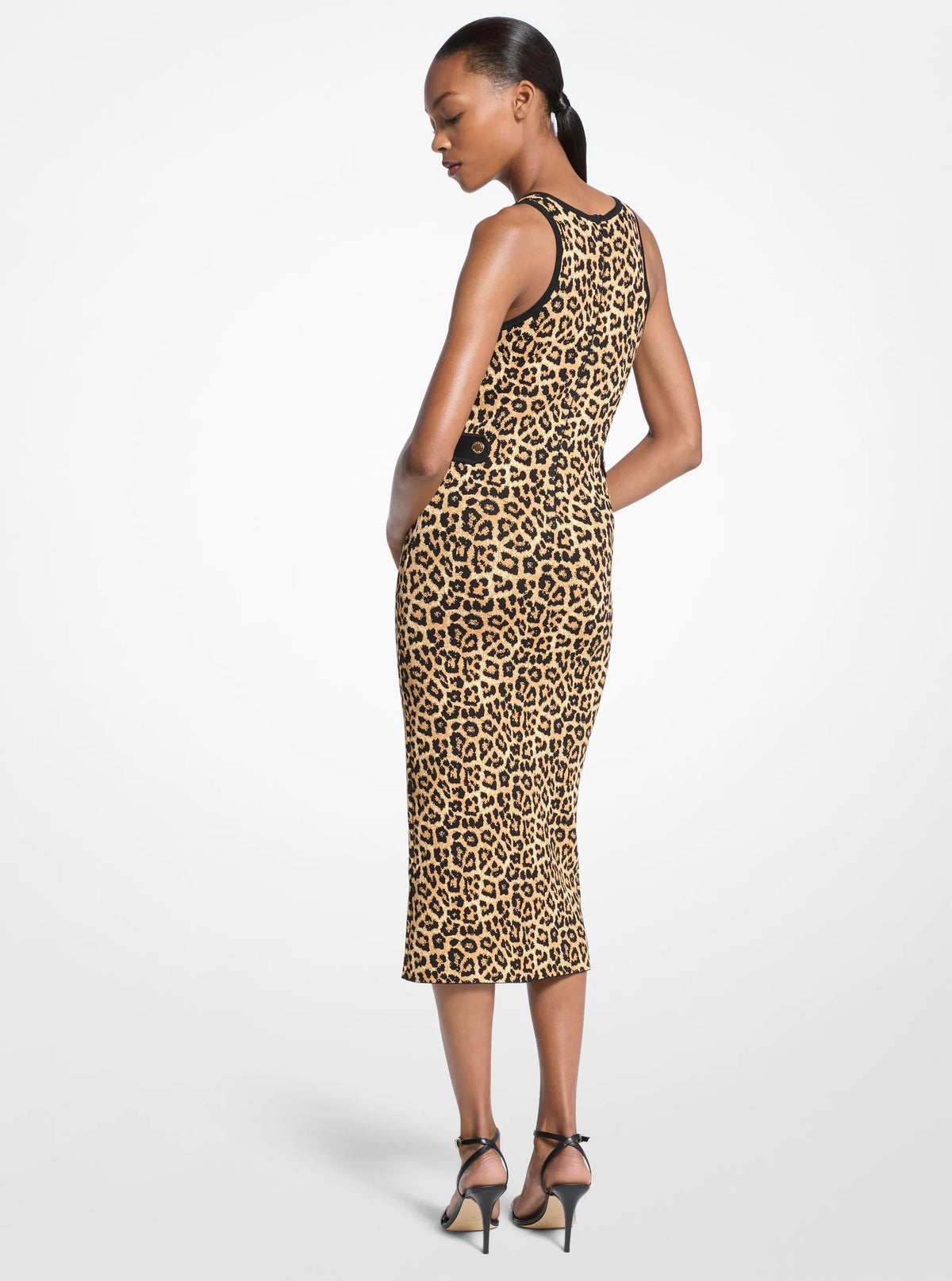 Leopard Print Stretch Viscose Midi Tank Dress