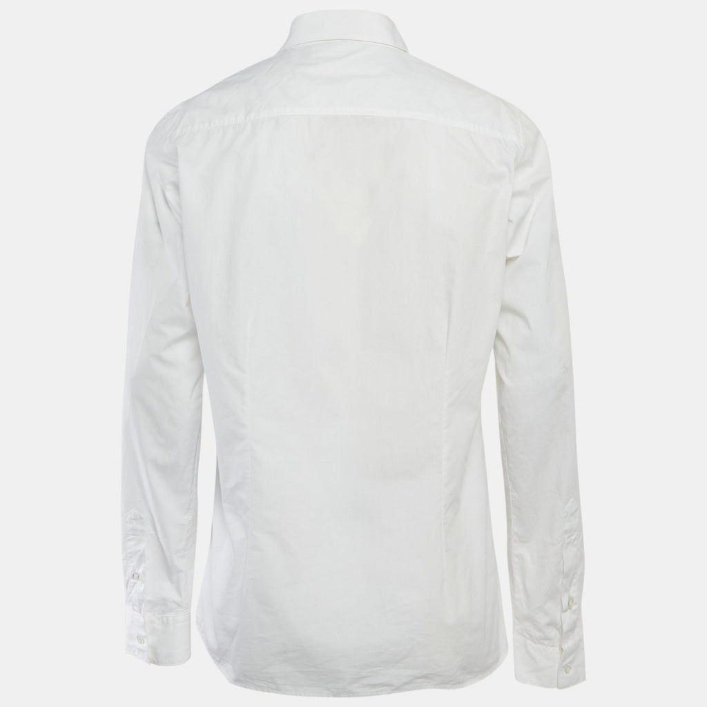 Versus Versace White Cotton Logo Printed Shirt