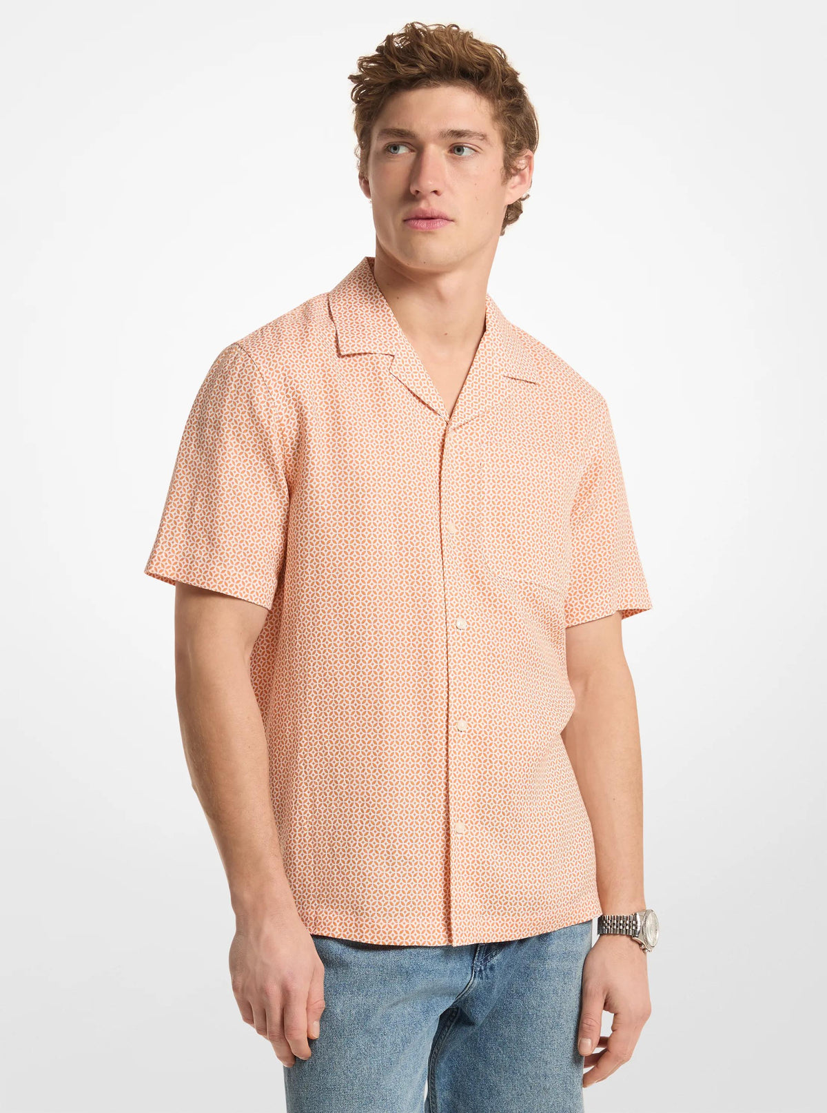 Tile Print Linen Shirt