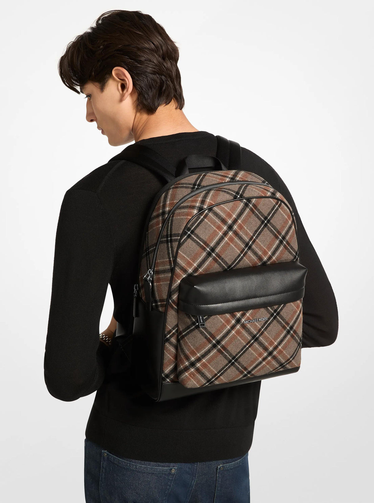 Pacey Plaid Print Wool Blend Backpack