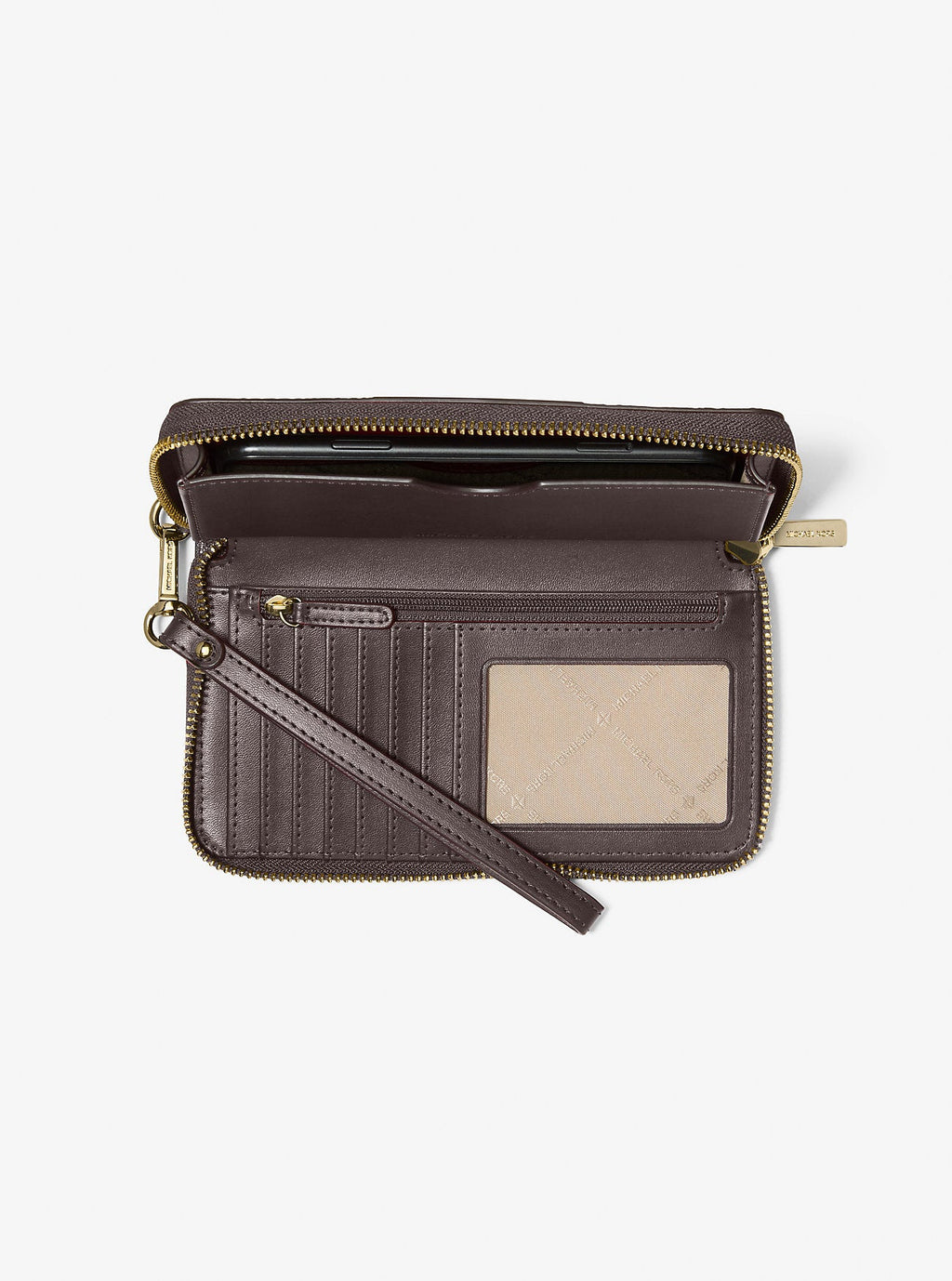 Jet Set Large Metallic Signature Logo Stripe Smartphone Wallet