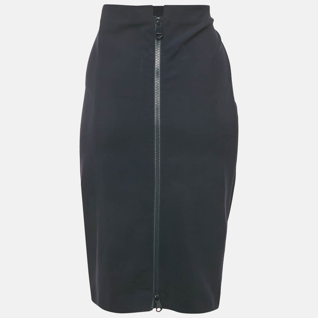 Versace Navy Blue Knit Knee Length Skirt