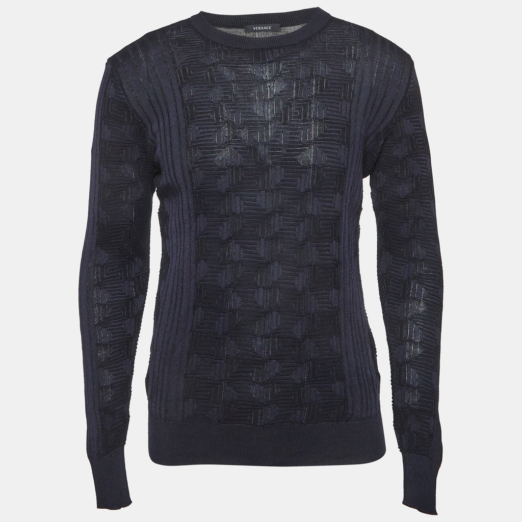 Versace Navy Blue Knit Sweatshirt