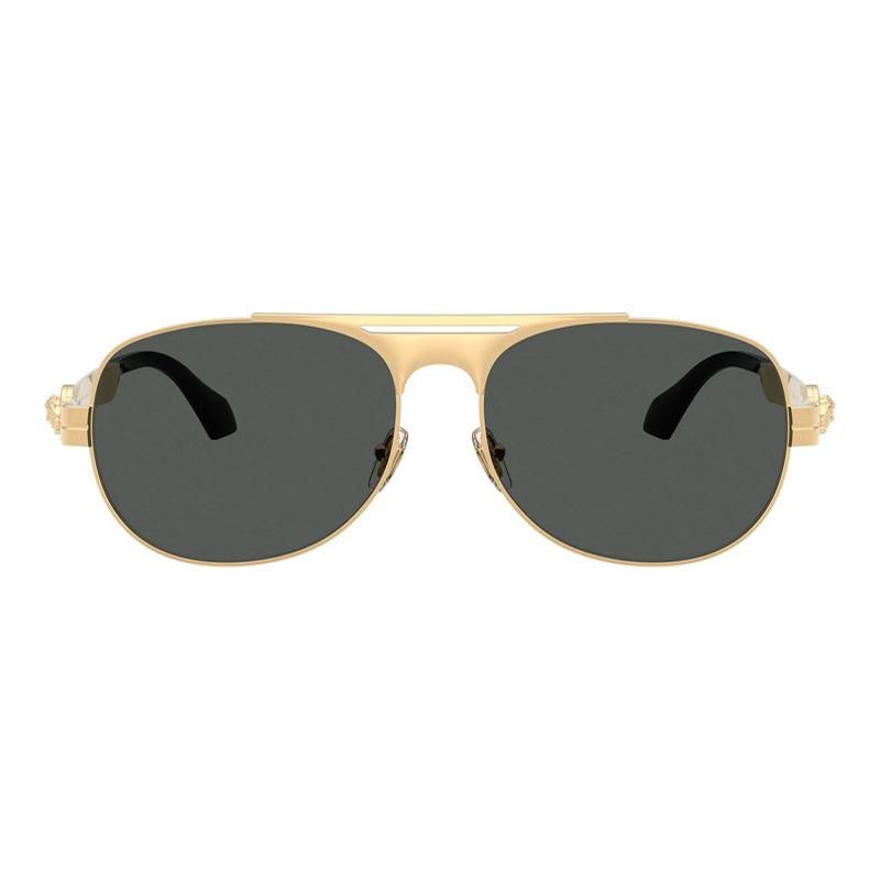 Versace Sunglasses Square Full Rim, Gold Frame And Dark Grey Lens Ve2302152387