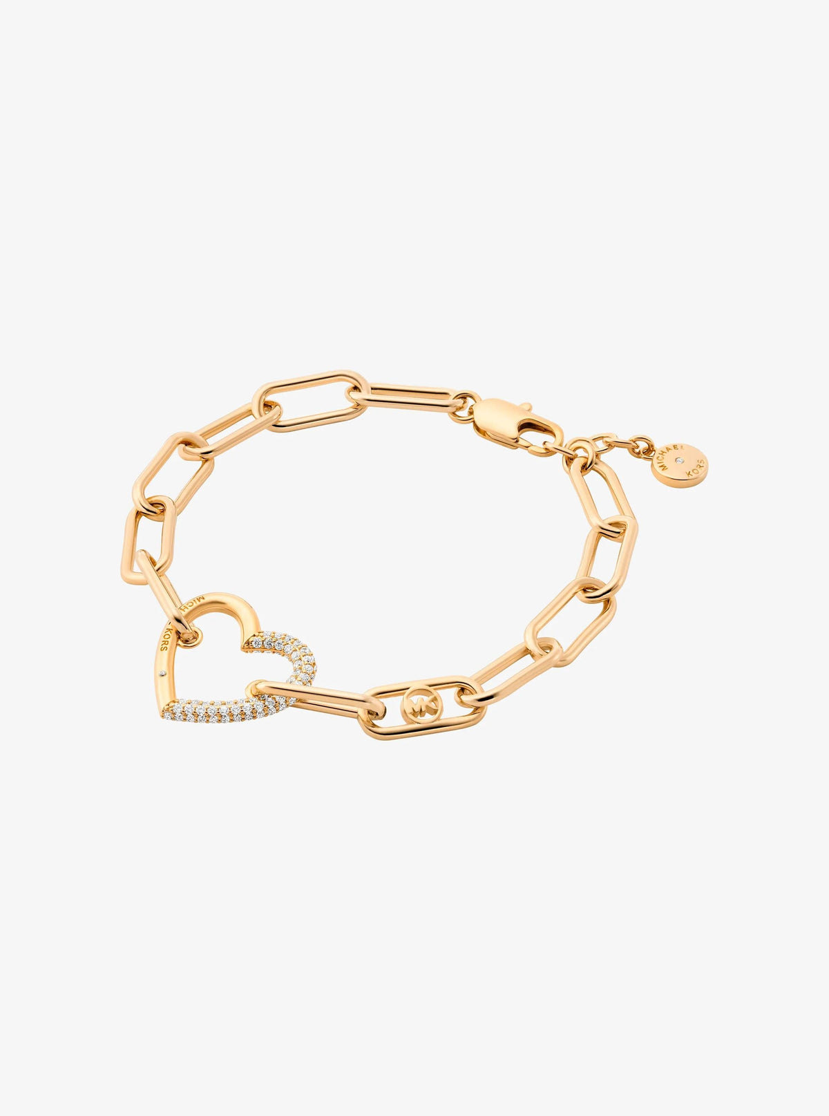 Pavé Heart Curb-Link Bracelet