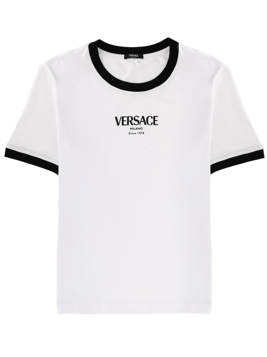 Neutral Fitted Crew Neck Viscose-Blend T-Shirt