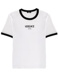 Neutral Fitted Crew Neck Viscose-Blend T-Shirt