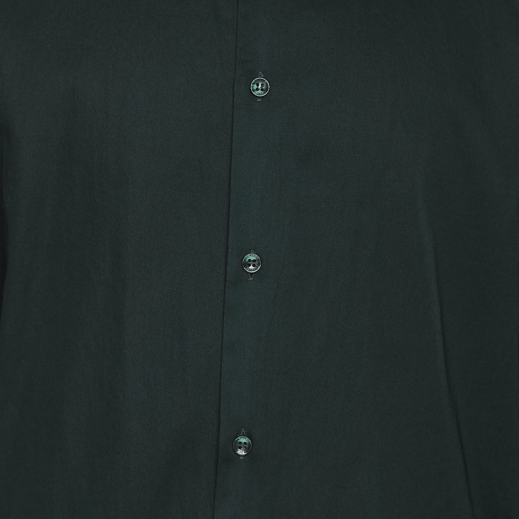 Versace Collection Green Stretch Cotton Printed Collar Shirt
