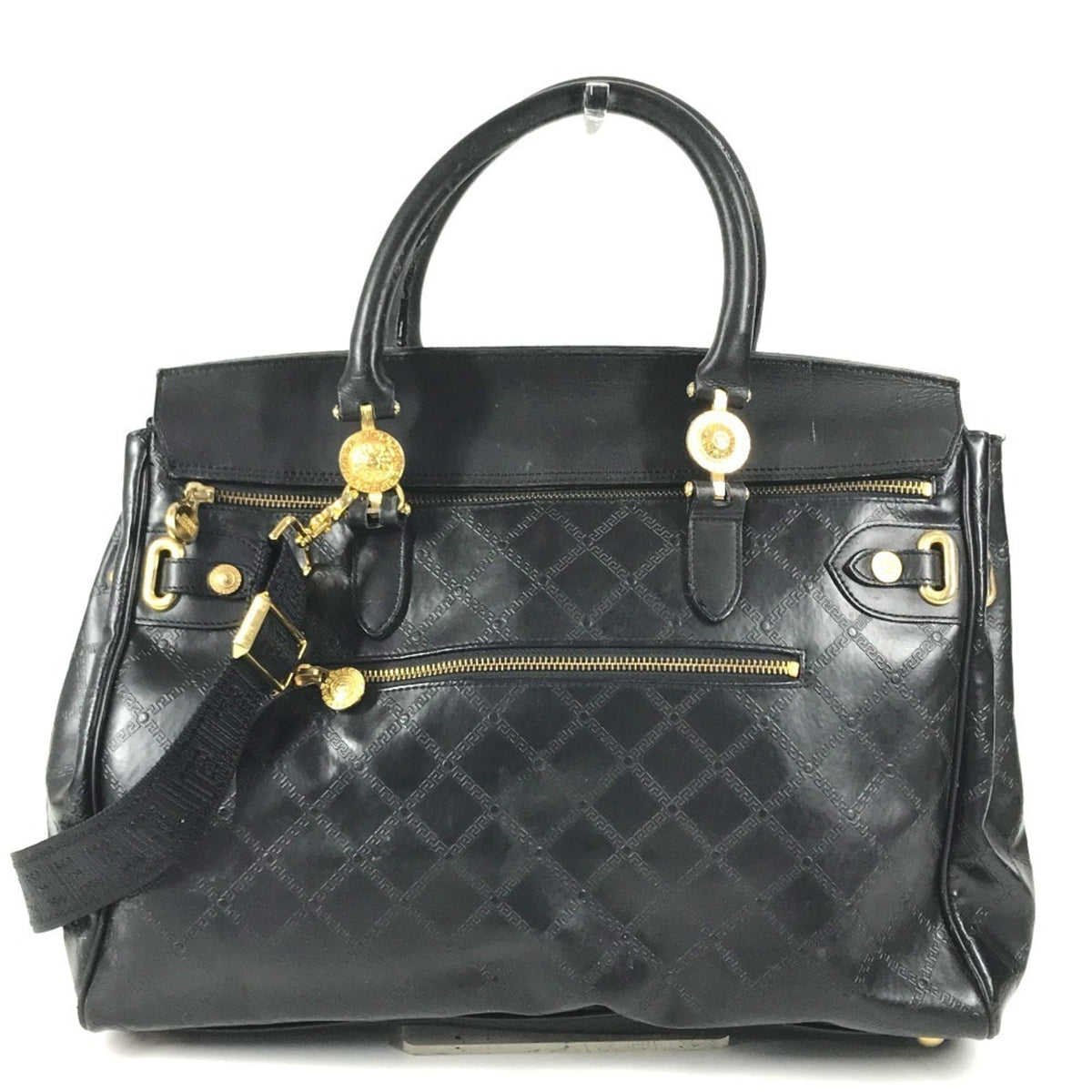 Versace Leather Boston Bag Handbag (Pre-Owned)