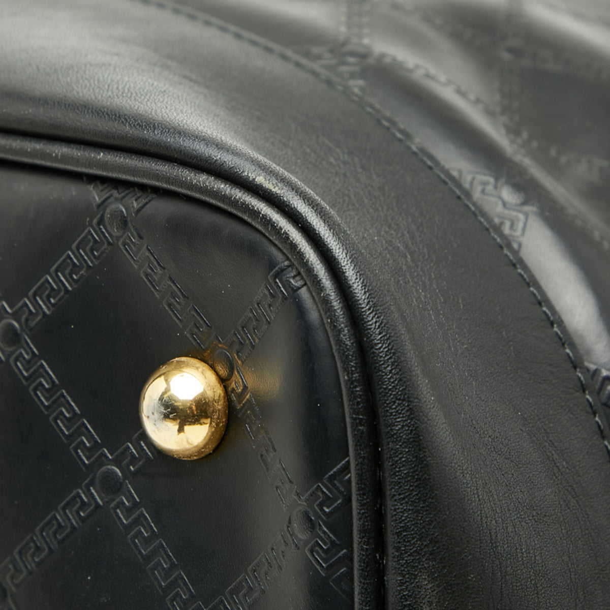 Versace gold Leather Boston Bag Tote Bag (Pre-Owned)