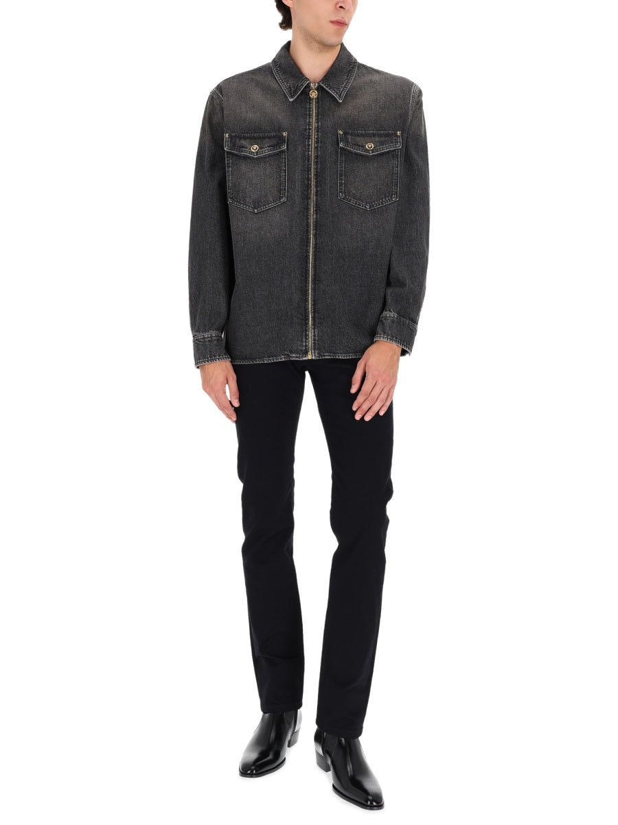 Washed Black Classic Cotton Denim Jacket
