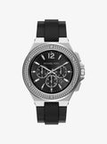 Oversized Lennox Pavé Silver-Tone and Silicone Watch
