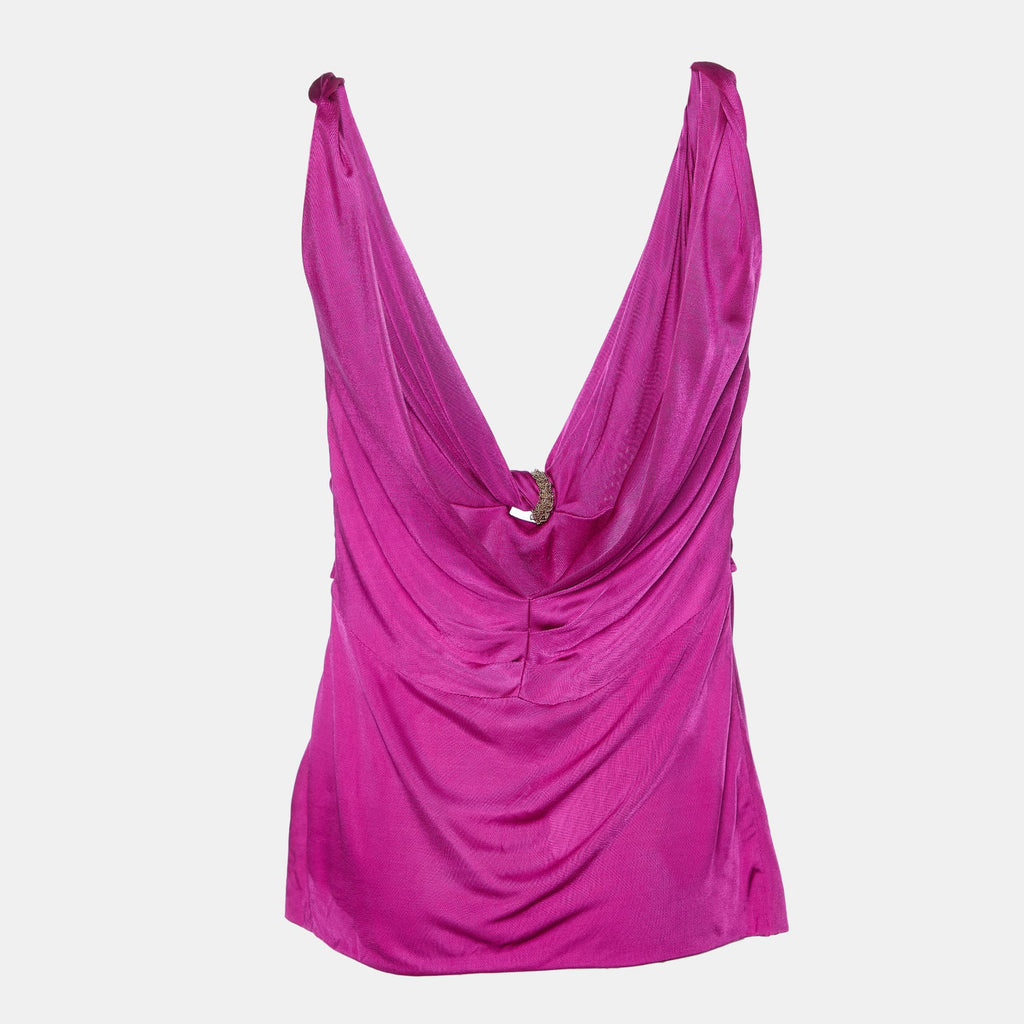 Versace Pink Jersey Knotted Sleeveless Top