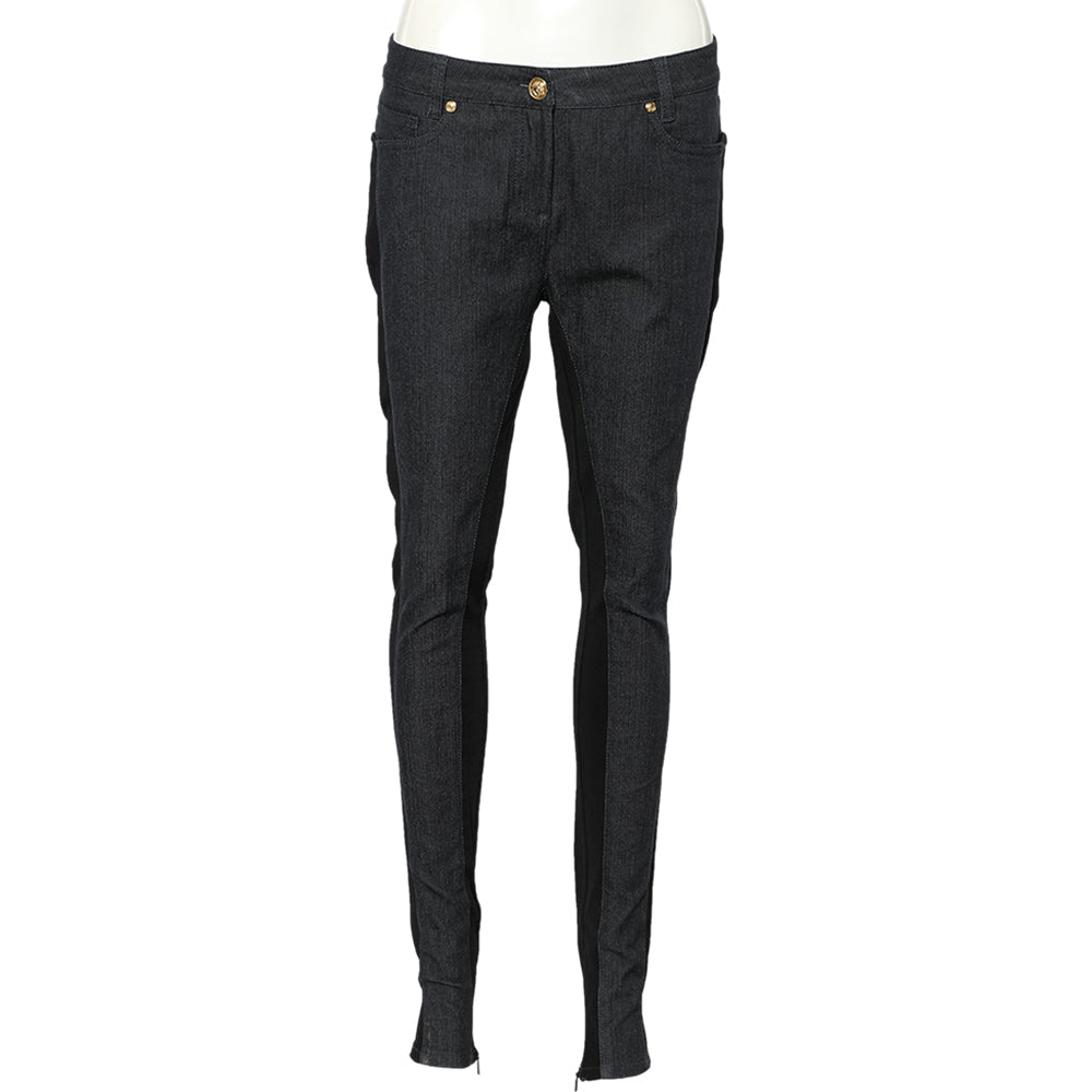 Versace Navy Blue Denim & Black Jersey Jeggings