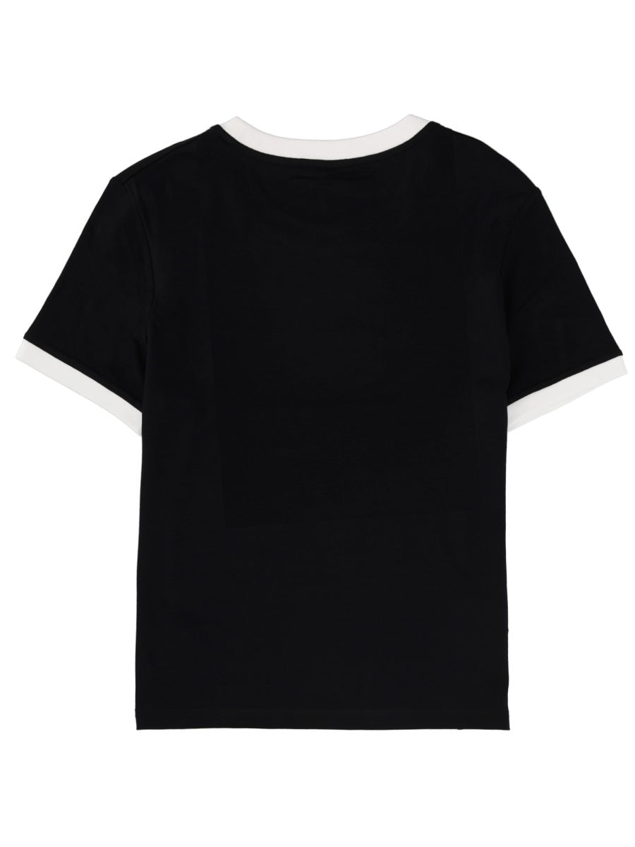 Black Cropped White Trim Viscose-Blend T-Shirt