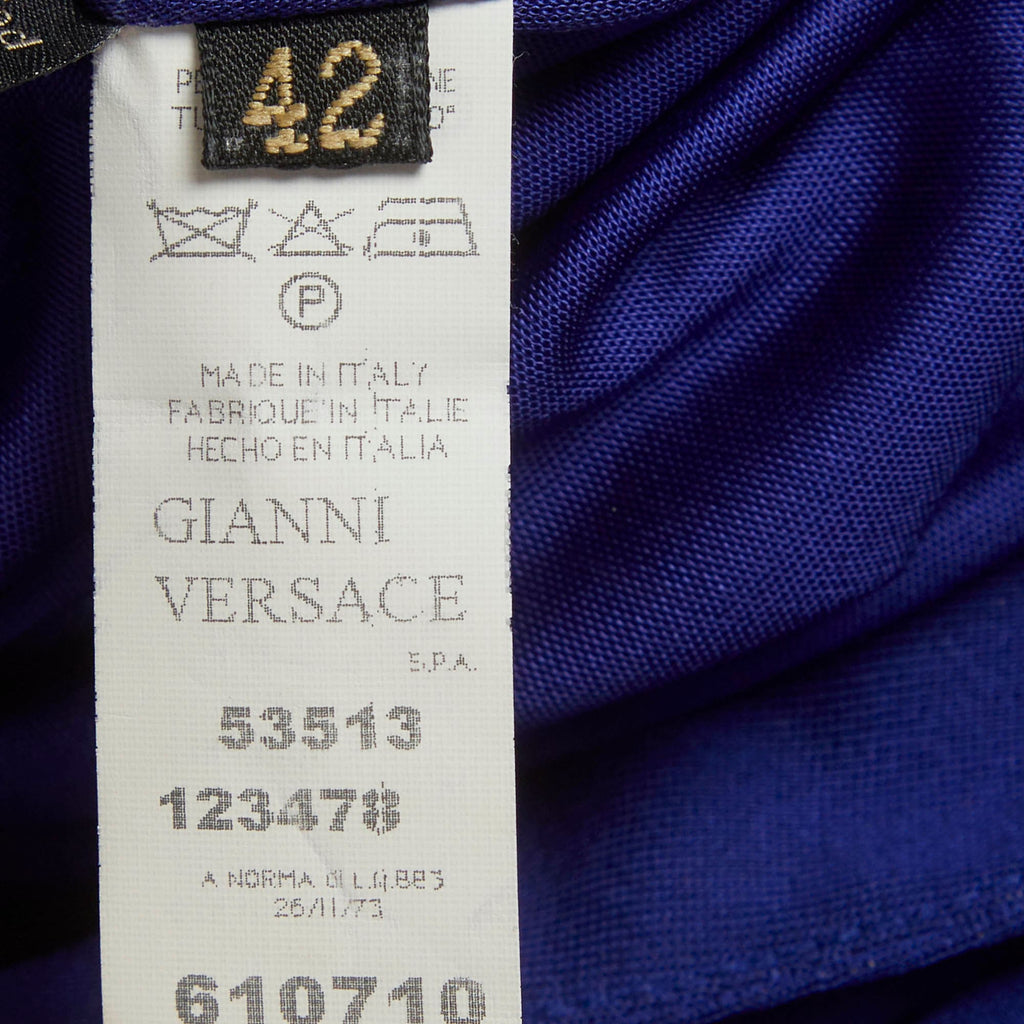 Versace Blue Jersey Draped Mini Dress