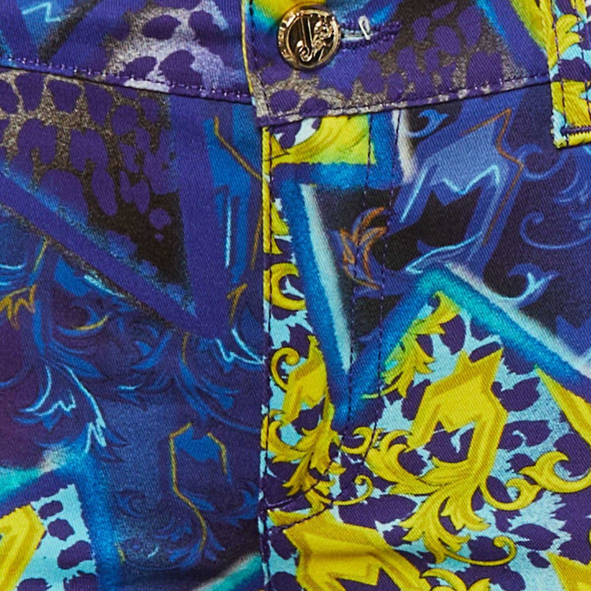Versace Jeans Multicolor Printed Cotton Skinny Fit Jeans