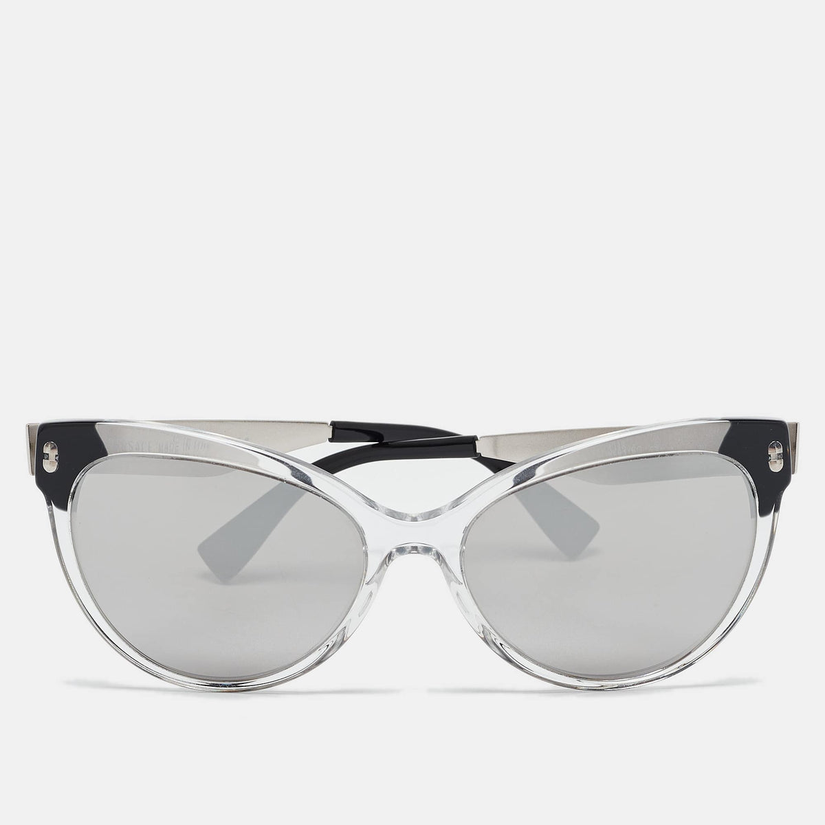Versace Black/silver Mirror Mod. 4338 Medusa Cat Eye Sunglasses