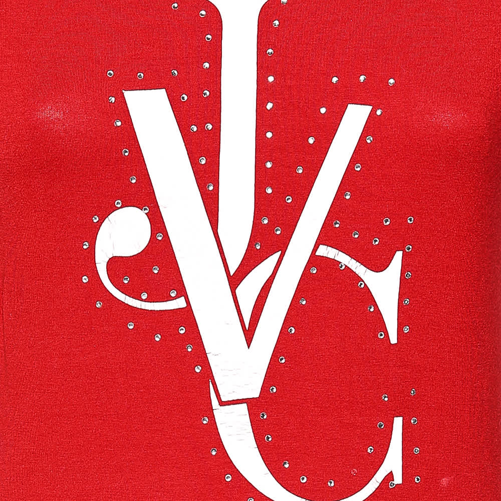 Versace Jeans Couture Red Cotton Knit Logo T-Shirt