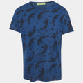 Versace Jeans Blue Tiger Print Jersey Crew Neck T-Shirt