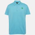 Versace Blue Medusa Embroidered Pique Polo T-Shirt