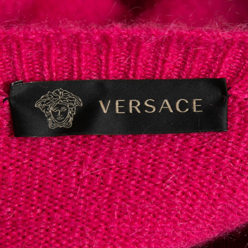 Versace Hot Pink Mohair Blend Knit Pencil Skirt