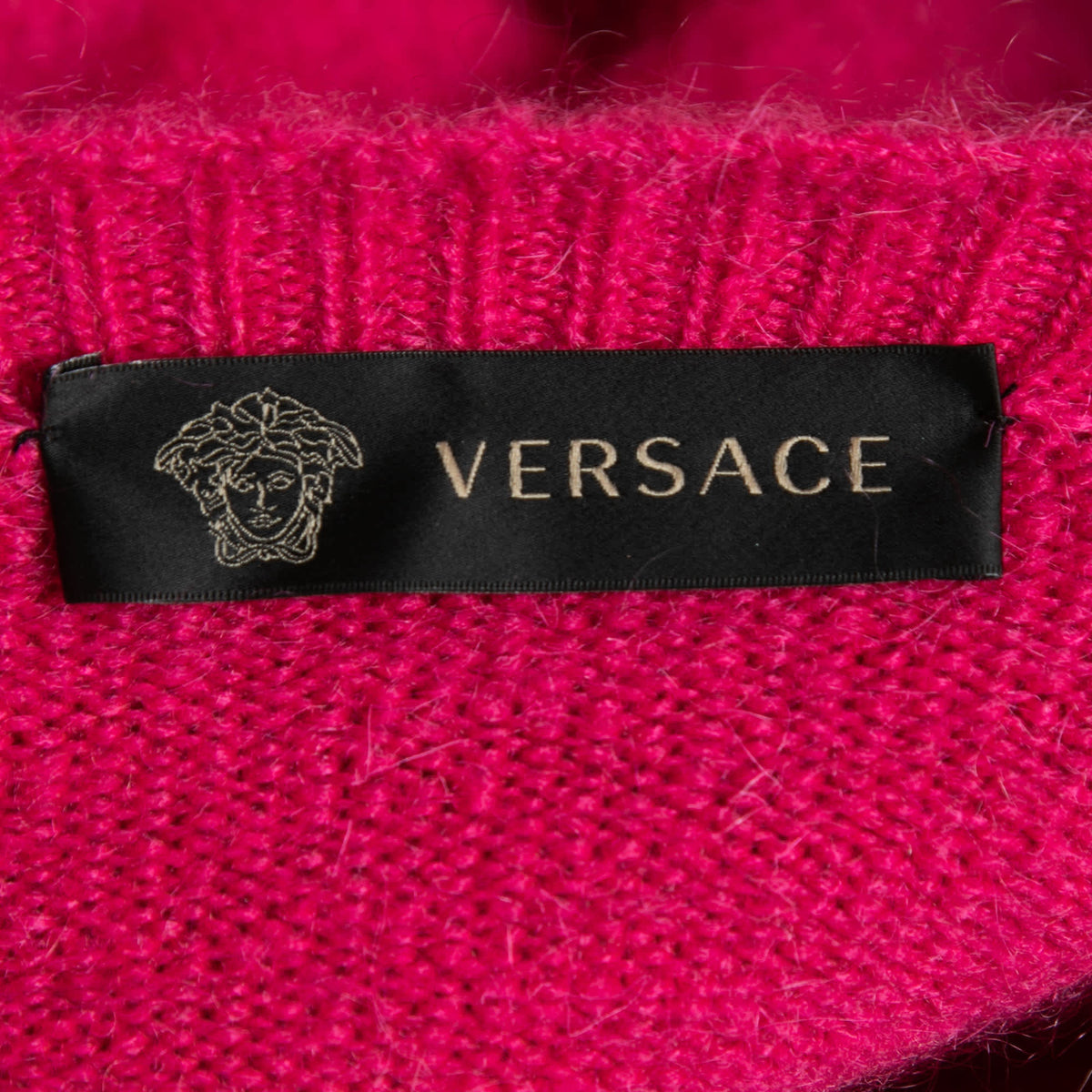 Versace Hot Pink Mohair Blend Knit Pencil Skirt