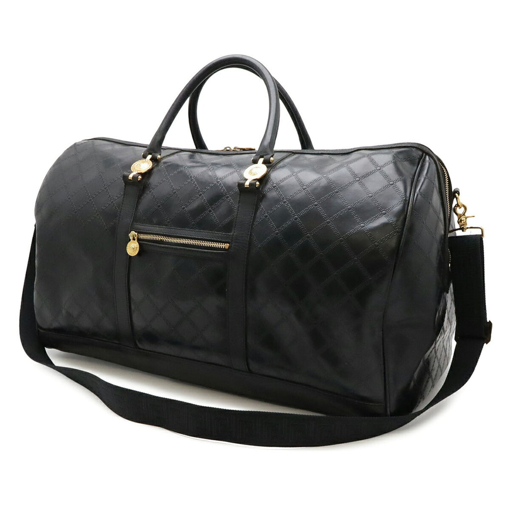 Versace Coated Canvas Leather Boston Bag (Pre-Owned)