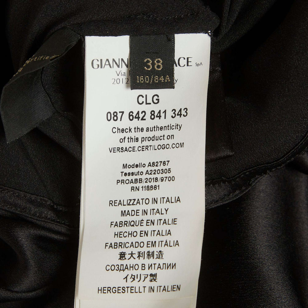 Versace Black Stretch Silk Crop Shirt