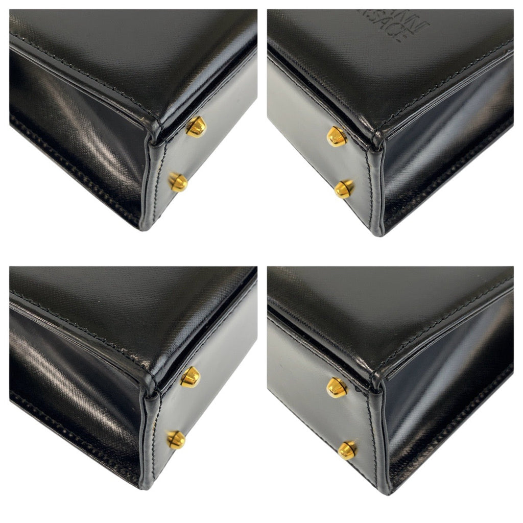 Versace Sunburst Black Enamel Shoulder Tote