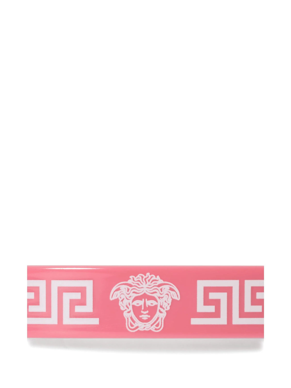 Rectangular Pink Hair Clip With Greek Key Design