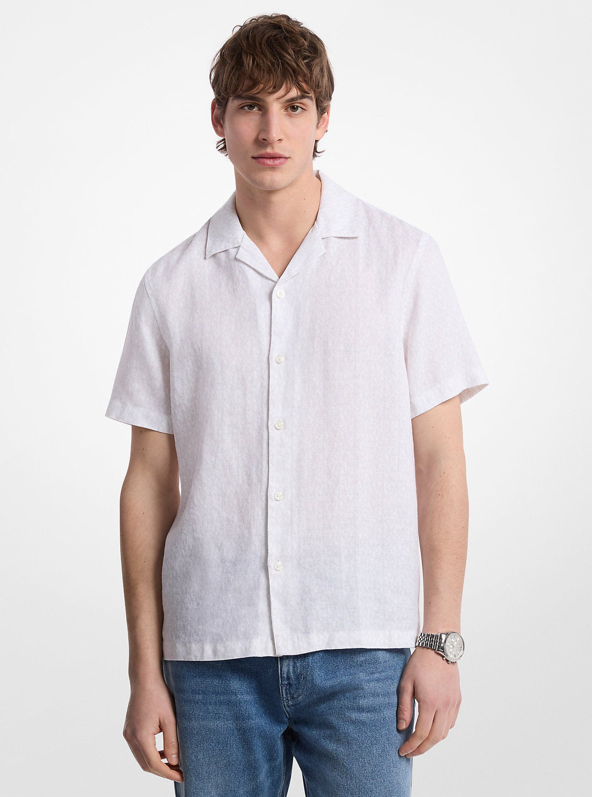 Signature Logo Linen Camp Shirt