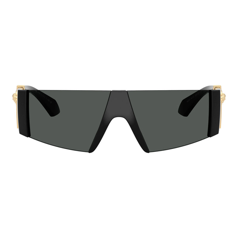 Versace Sunglasses Shield Semi Rim, Black Frame And Dark Grey Lens Ve4516Gb1/87
