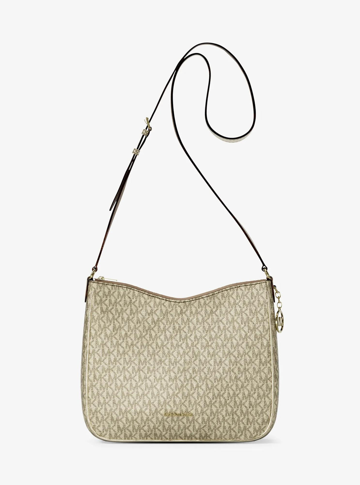 Nayla Medium Metallic Signature Logo Messenger Bag