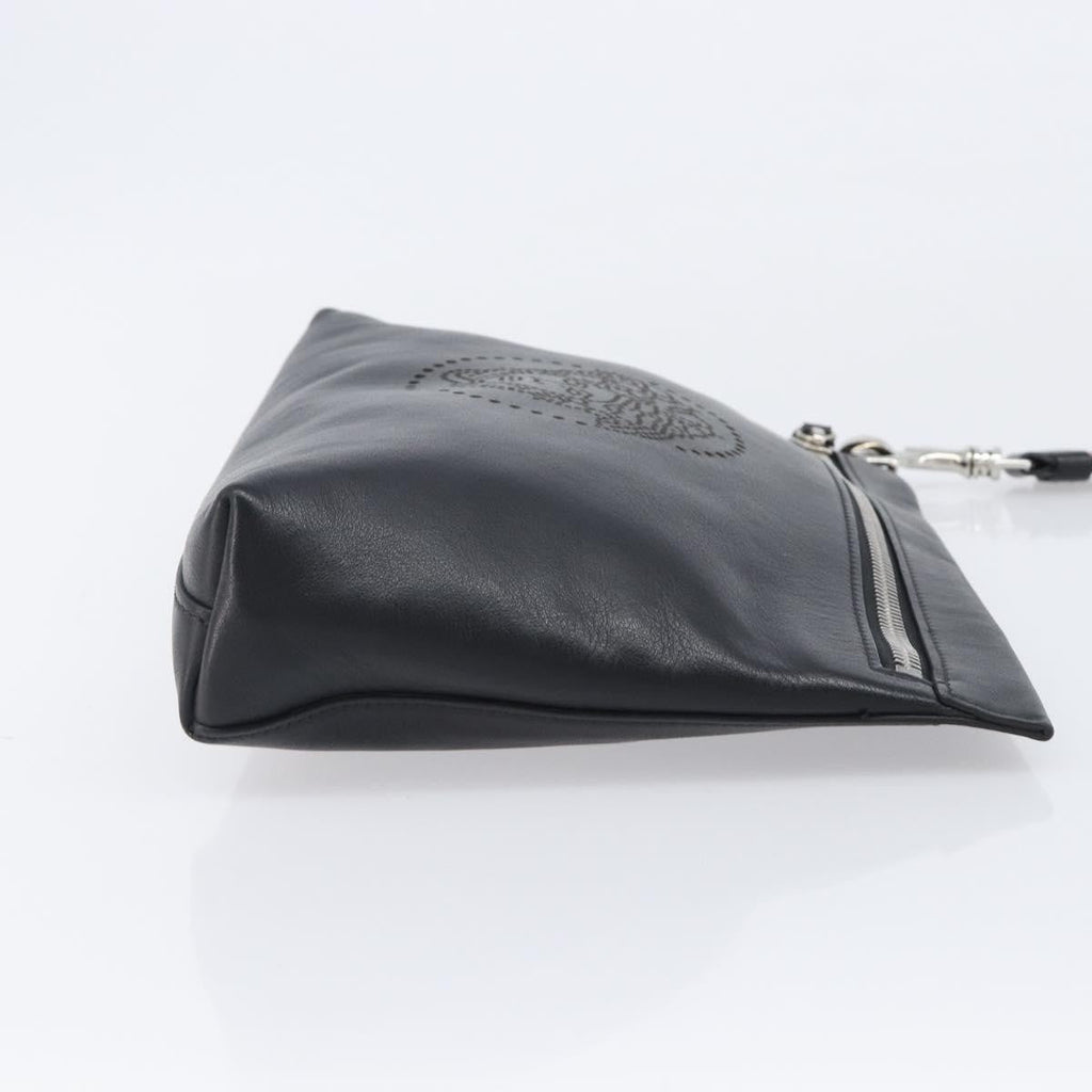 Versace Logo Medusa Wristlet Leather Leather Clutche & Pouche Bag (Pre-Owned)