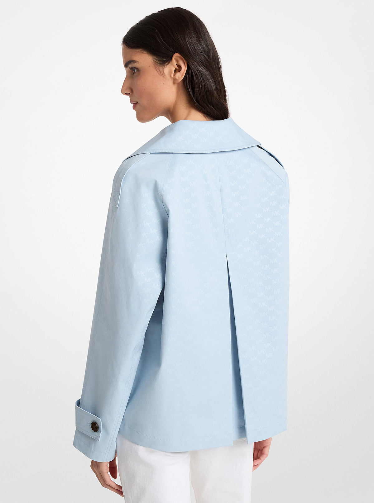 Logo Print Woven Cropped Trench Coat
