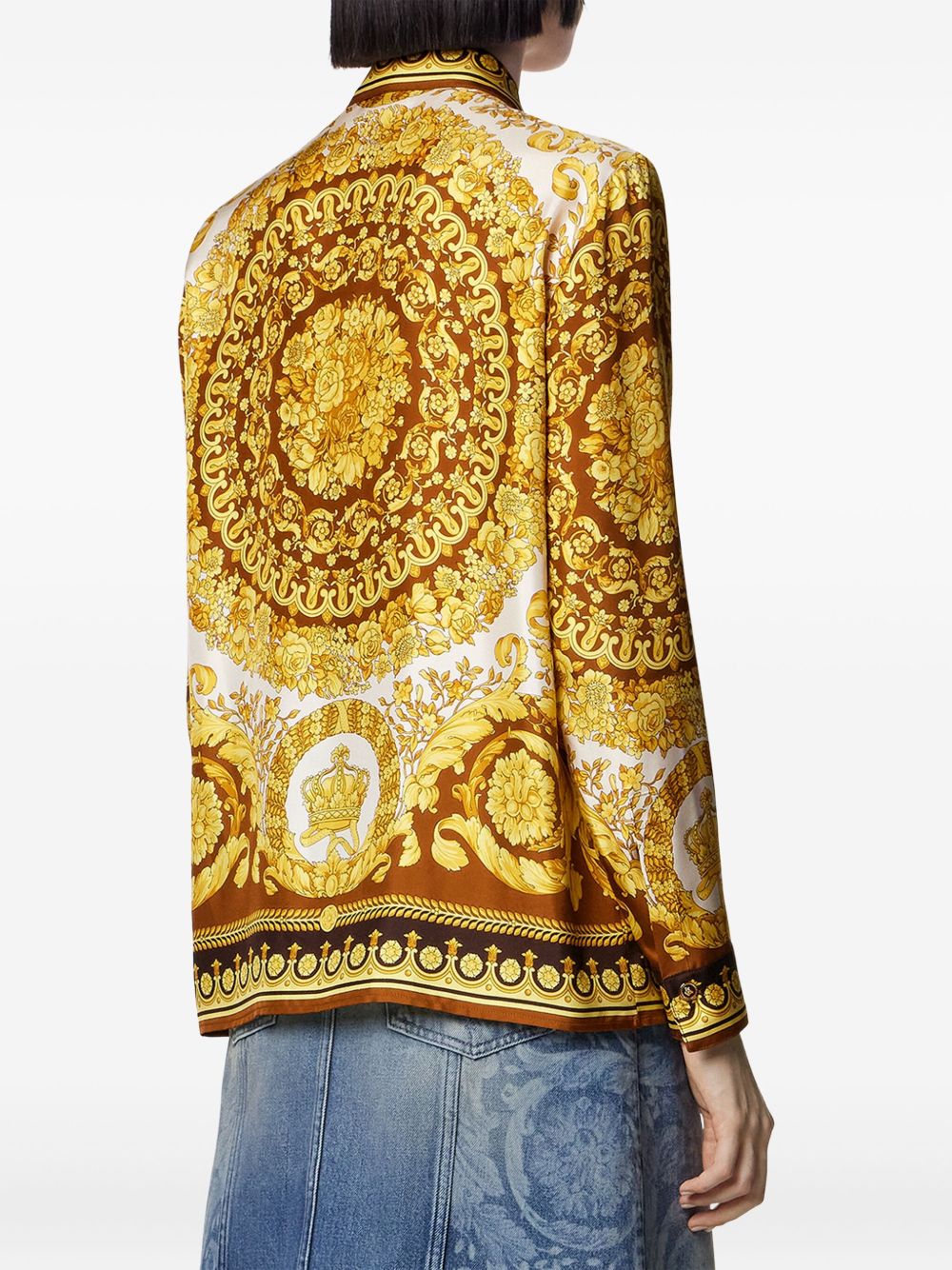 Barocco Print Gold-Tone Long-Sleeved Top