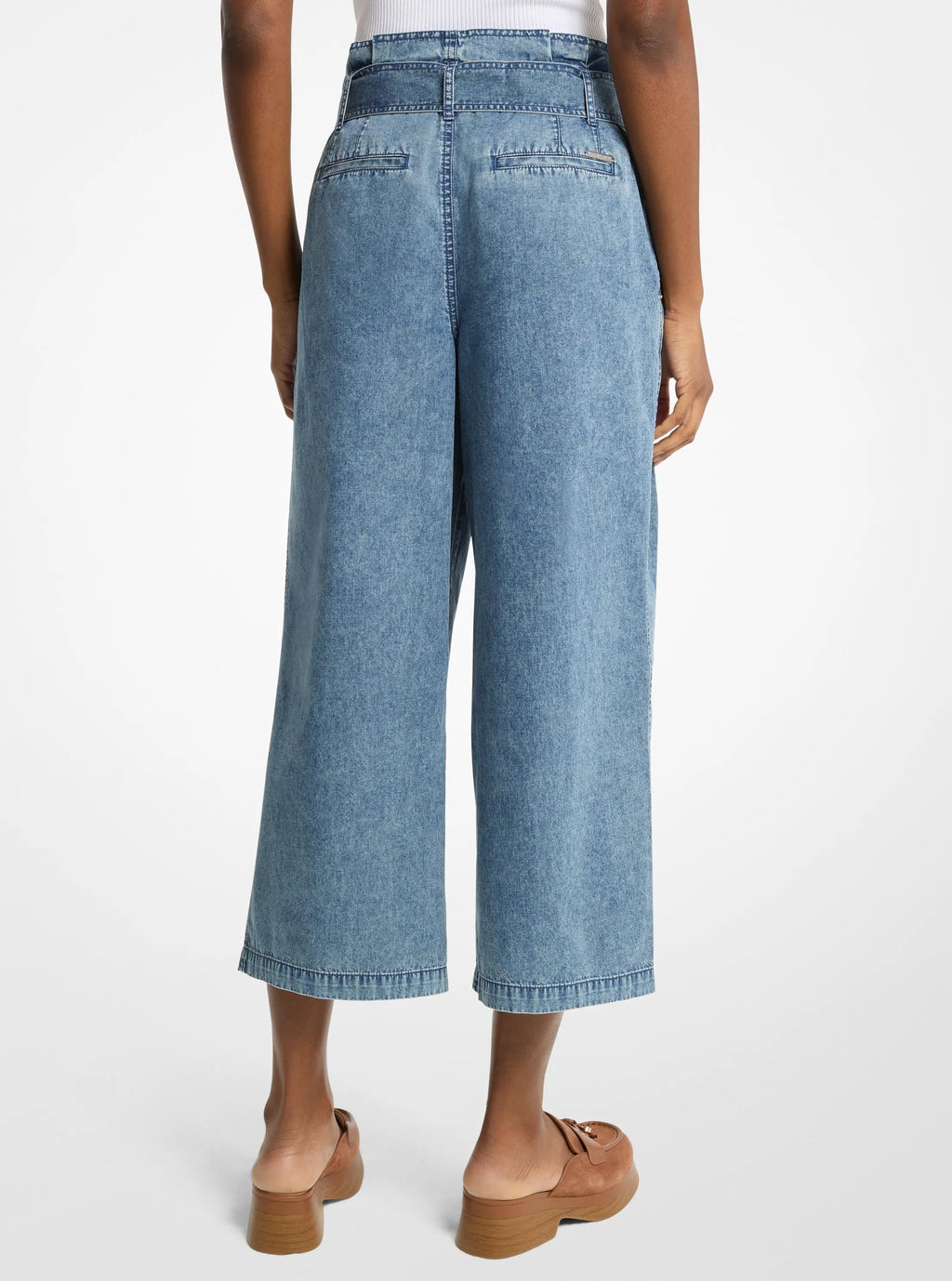 Denim Cropped Paperbag Pants