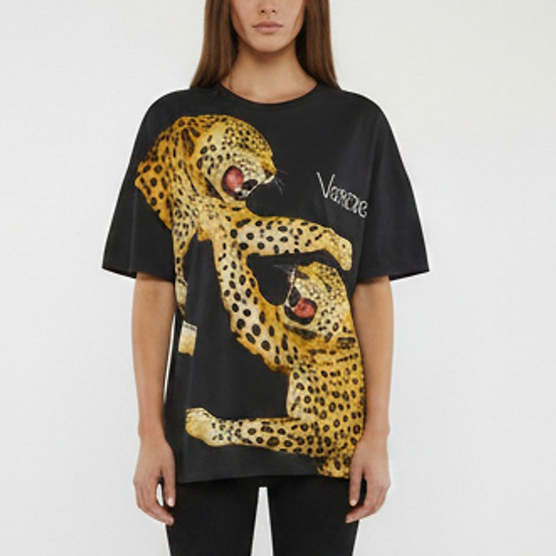 Versace Black Printed Jersey Short Sleeve T-Shirt