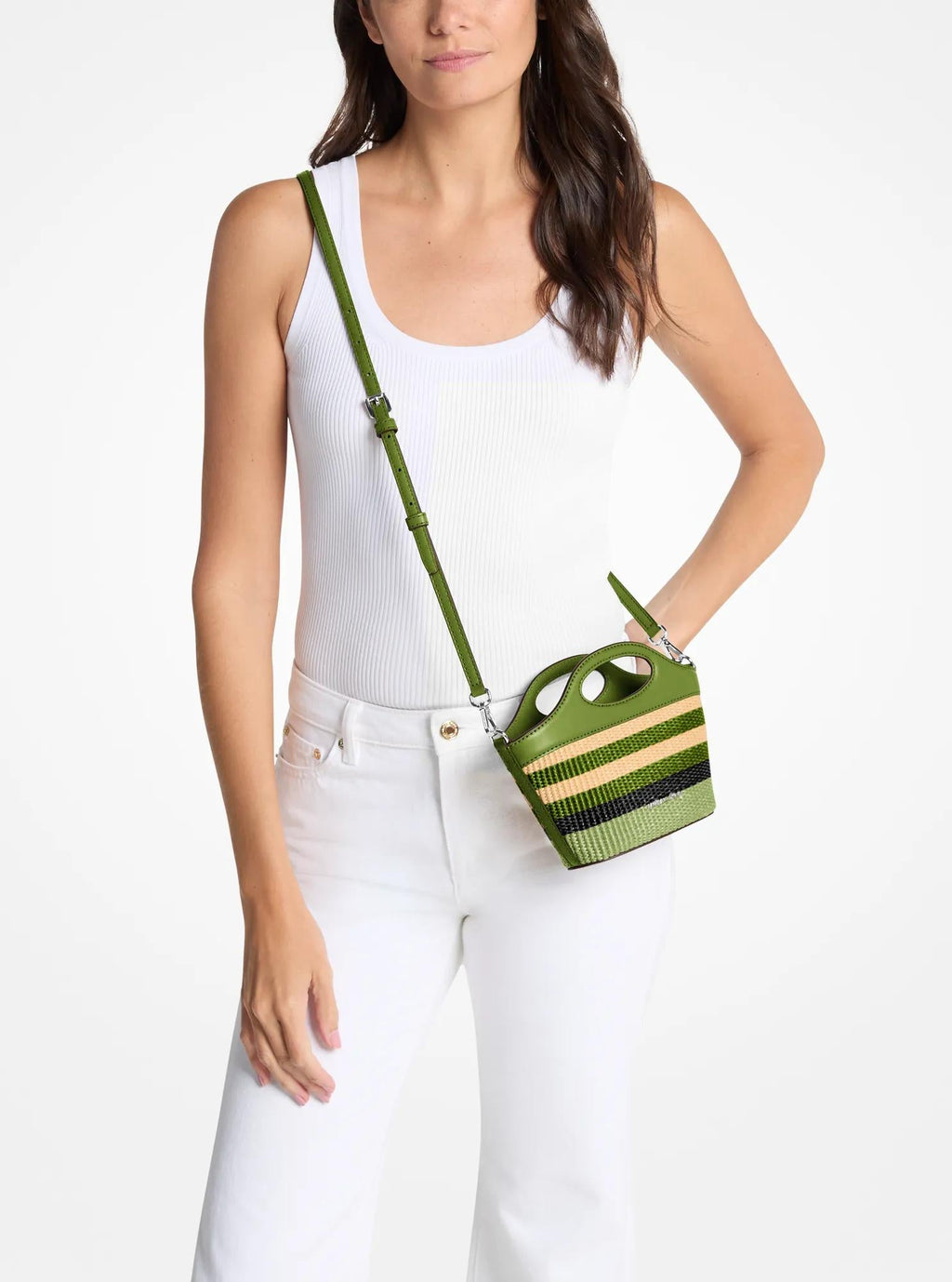 Tatum Small Striped Woven Crossbody Bag