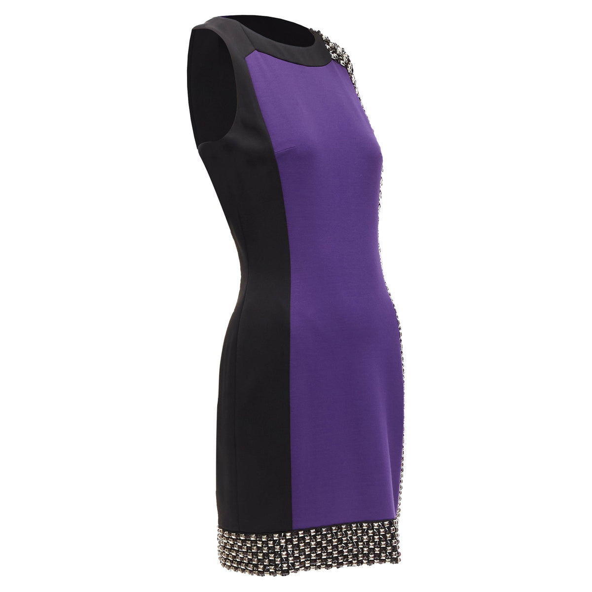 Versace Silk Blend Silver Studs Colorblock Mod Shift Dress