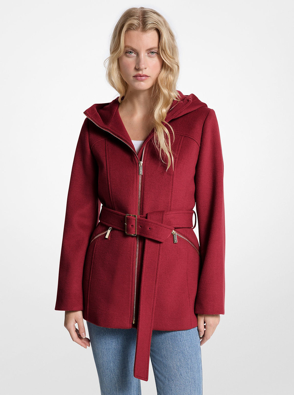 Wool Blend Hooded Coat