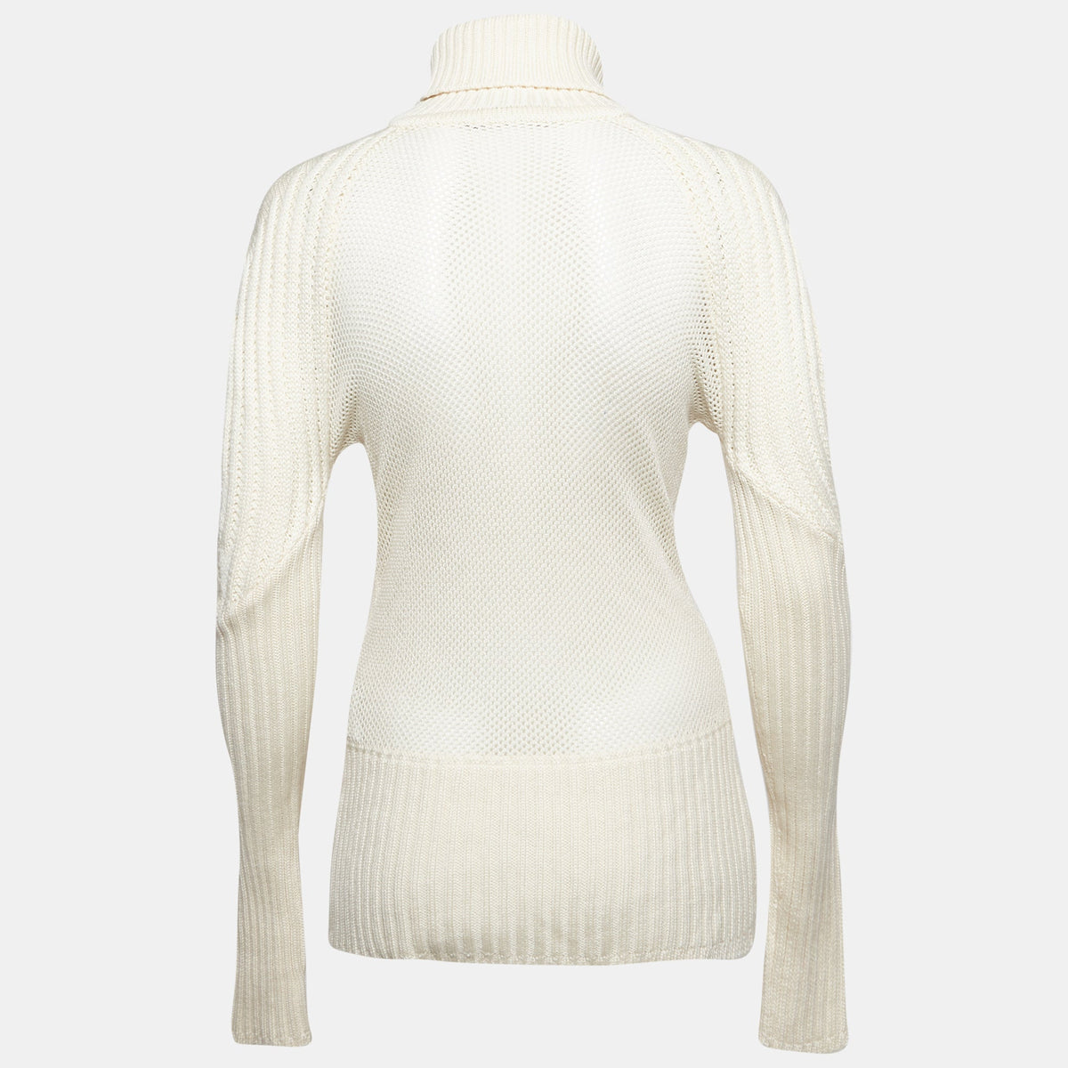 Versace Cream Rib Knit Turtle Neck Sweater