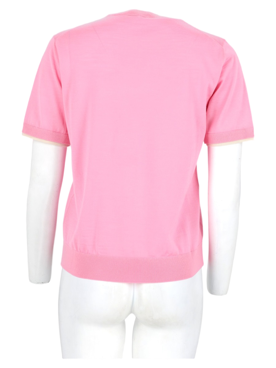 Pink Embroidered-Logo Wool Sweater