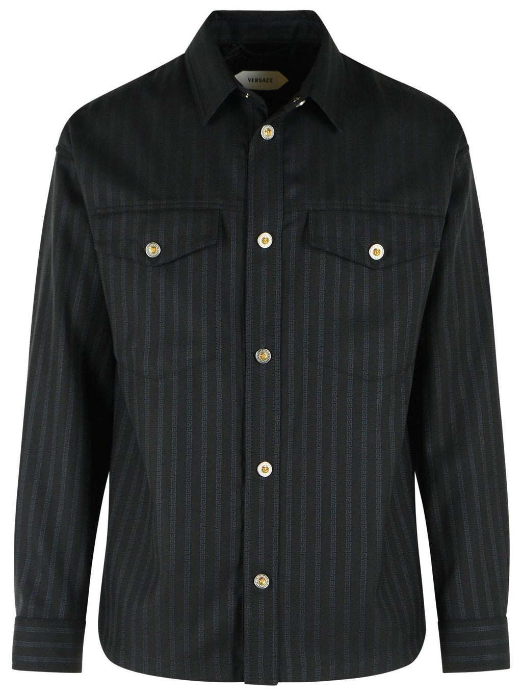 Black Jacquard Medusa Button Wool Blazer
