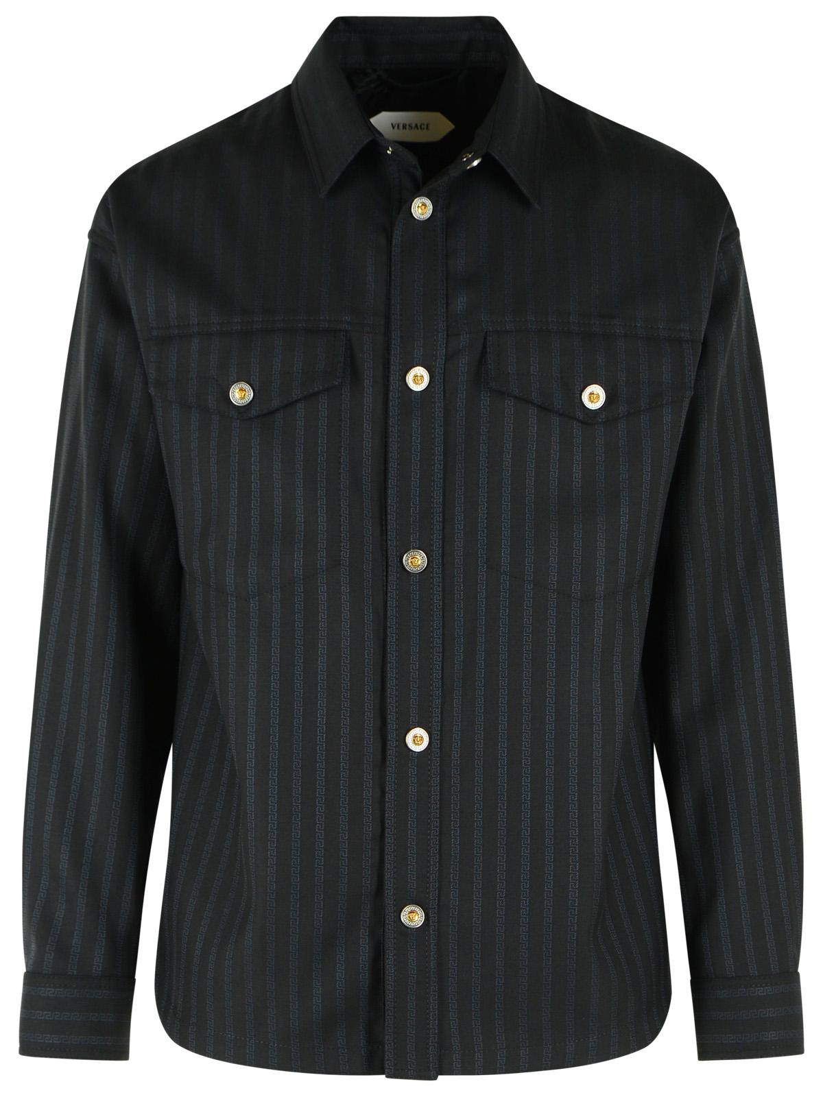 Black Jacquard Medusa Button Wool Blazer
