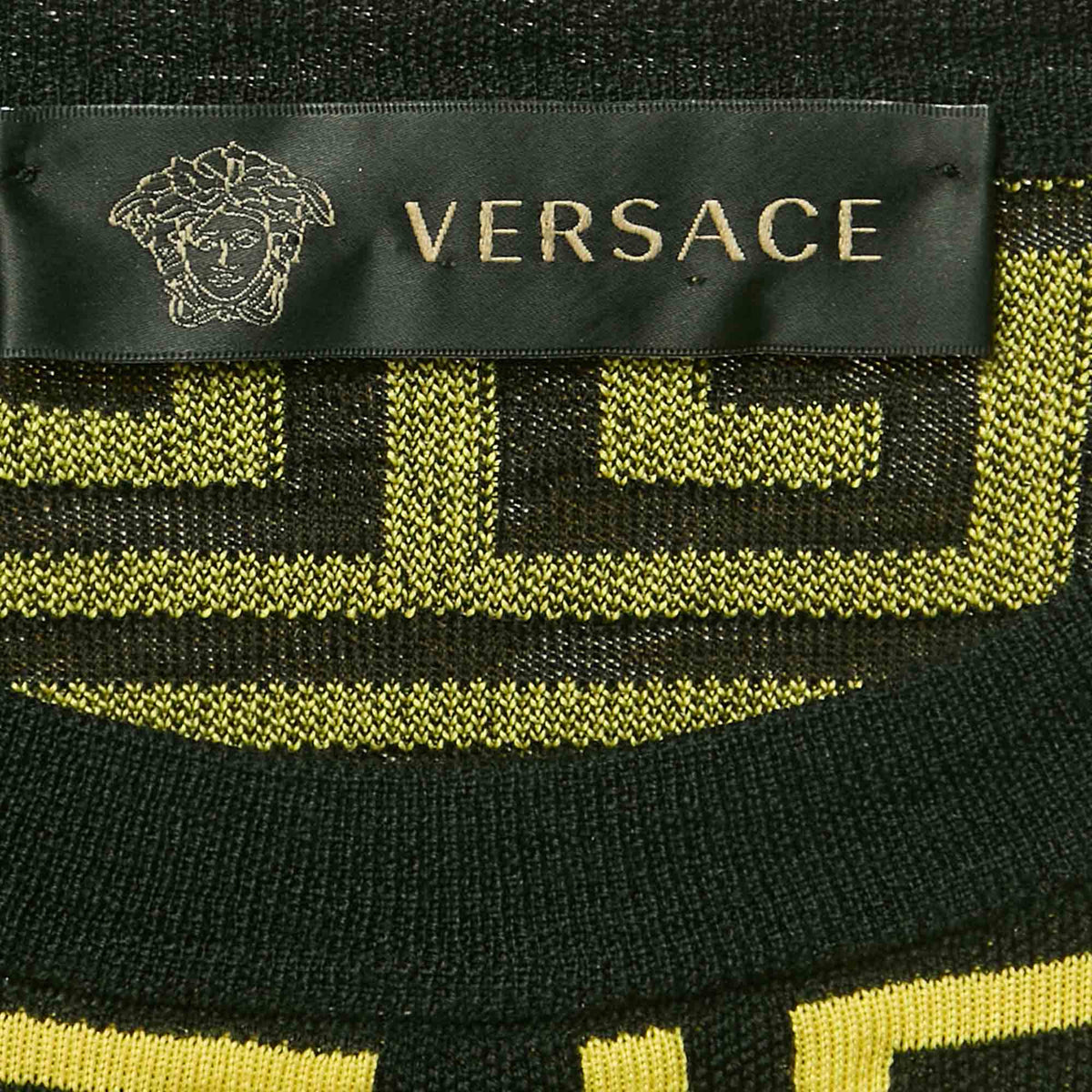 Versace Black/yellow Greca Pattern Jersey Crewneck Sweatshirt